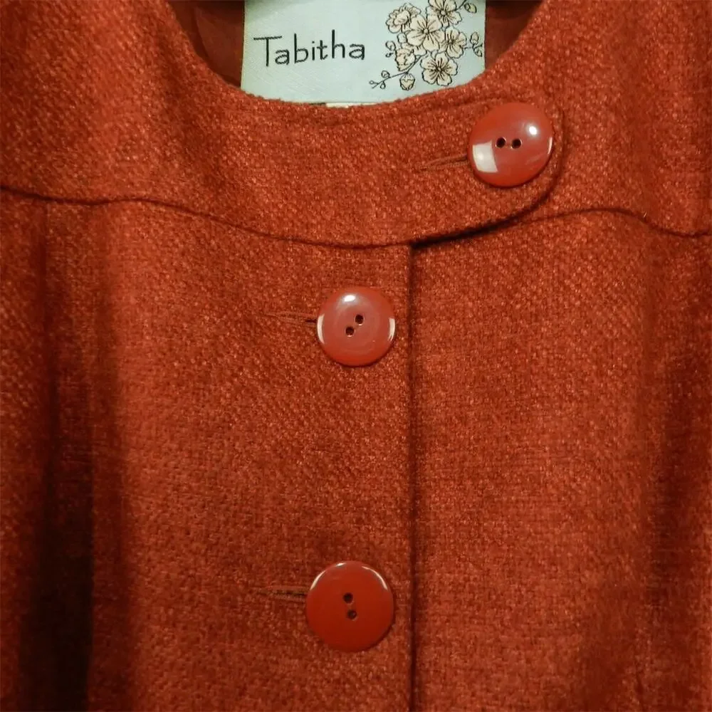 Anthropologie Tabitha Blustery Days Vest Size 6 Rust Orange Tweed Belted Jacket - Picture 4 of 15
